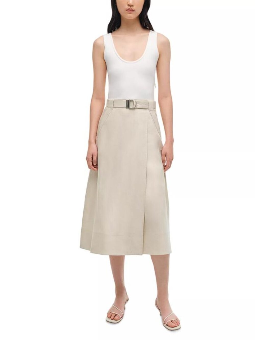 SIMKHAI Women's Camden Mixed Media Tank Midi Dress Size 4